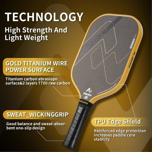 Vista 5 de Palas de Pickleball, Juego de palas de fibra de carbono híbridas de titanio 3K, pala de pickleball aprobada por USAPA con control y potencia