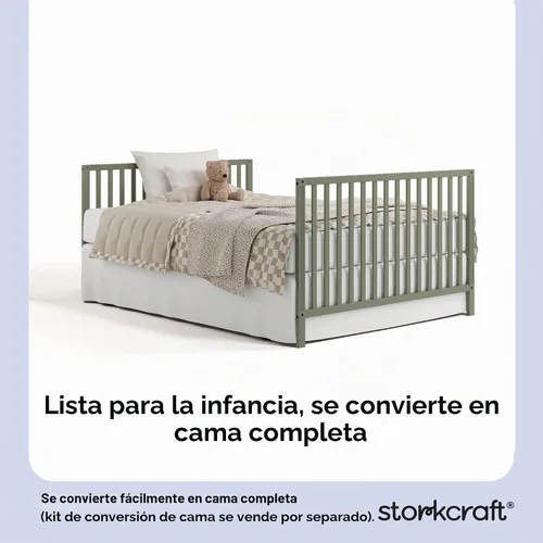 Vista 5 de Storkcraft Morningside - Cuna convertible 5 en 1, color verde oliva