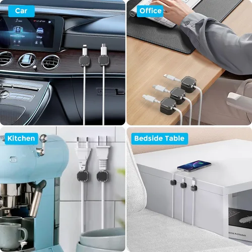 Vista 7 de AhaStyle Organizador de cables magnético [1s Lock] Paquete de 6 soportes para cables