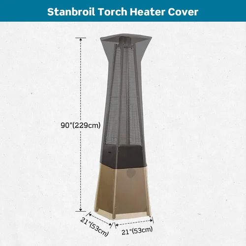 Vista 2 de Stanbroil Pyramid - Funda para calentador de patio, resistente e impermeable, con cremallera, 21 x 21 x 90 pulgadas, negro y camello