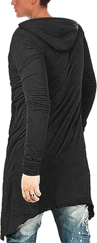 Vista 2 de COOFANDY - Sudadera larga con capucha para hombre, diseño hip hop tipo capa, de mezcla de algodón