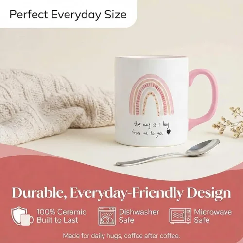 Vista 6 de Unboxme Gifts Hug in a Mug – Taza de café rosa de 12 onzas con cita sincera, un regalo para que tu mejor amiga, hermana o mamá sienta tu amor