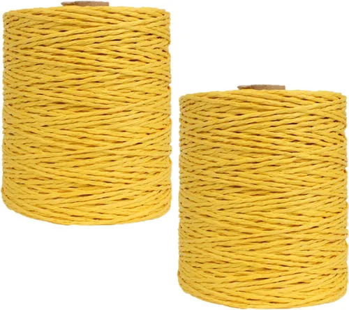 Vista 11 de Paquete de 2 cuerdas de rafia de algodón natural, rayón, hilo de rafia, para verano, sombrero de paja, bolsa de playa, bolsa de tejer a mano Negro