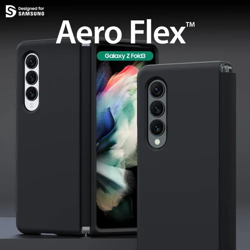 Vista 2 de araree AERO Flex - Funda para Galaxy Z Fold 3 5G con protección de bisagra, funda protectora delgada, cuerpo (PC) con protector de bisagra (TPU)