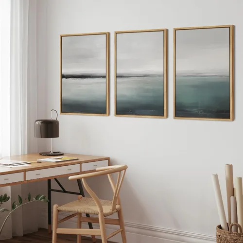Vista 378 de wall26 Lienzo enmarcado para pared, juego de arte de acuarela pastel, paisaje rural, ilustraciones con formas abstractas, arte moderno, decorativo