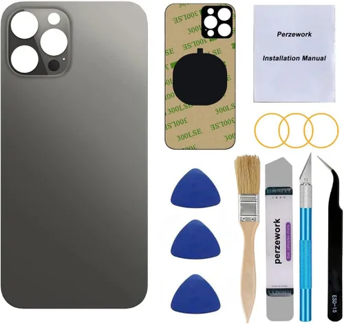 Vista 10 de Reemplazo de cristal trasero OEM para iPhone 12 Pro 6.1 pulgadas con kit de herramientas de reparación (dorado)