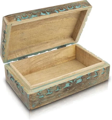 Vista 8 de Gran regalo de cumpleaños, caja de joyería decorativa de madera hecha a mano, organizador de joyas tallado en árbol de la vida, caja de recuerdos