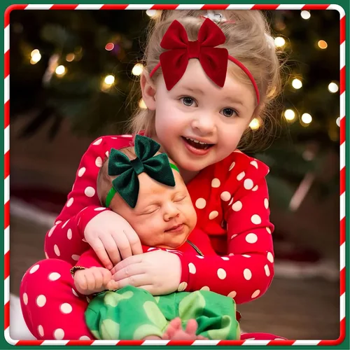 Vista 2 de YanJie Diademas de Navidad para bebé y niñas, lazos de terciopelo para recién nacidos, lazo de marinero, diadema de nailon, suave y elástico, lazo