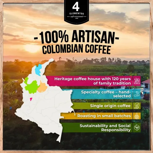 Vista 9 de 4 Elementos Café integral clásico de 12 onzas, tostado medio oscuro, 100% arábica de Colombia, sabor audaz y rico