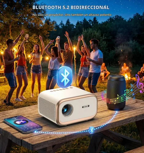 Vista 7 de VIZONY - Proyector FHD 1080P compatible con 4K, 800 ANSI, WiFi 5G Bluetooth, para exteriores con motor completamente sellado/enfoque