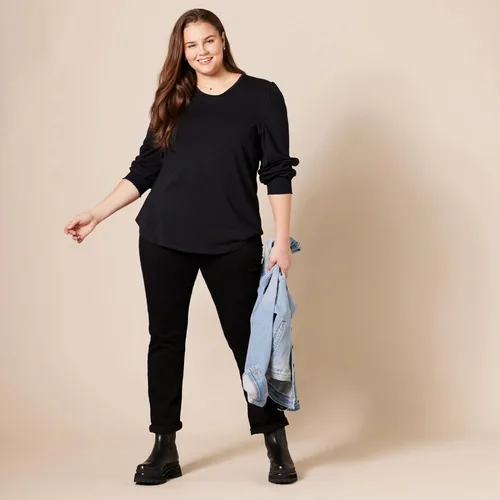 Vista 8 de Tienda Essentials - Camiseta de manga larga con cuello redondo y puños fruncidos para mujer