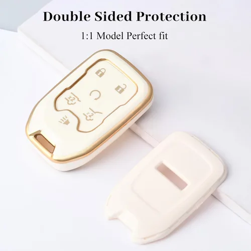 Vista 3 de OFFWEGO - Funda para llavero GMC, funda de TPU suave con protección para llaves inteligentes, compatible con GMC Chevy Chevrolet Suburban Tahoe