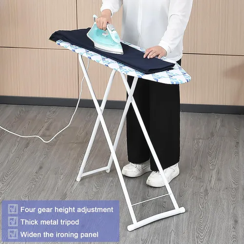 Vista 7 de Tabla de planchar de tamaño completo con soporte de plancha, tabla ligera de altura ajustable, gruesa con cubierta resistente al calor