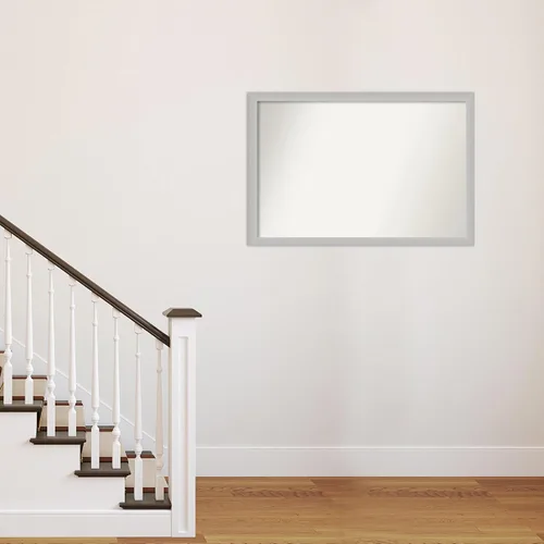 Vista 687 de Amanti Art Silver Bathroom Mirror for Over Sink, 26x35 Custom Made Marred Pewter Rectangle Vanity Mirror, Large Casual Wood Frame, Hangs Horizonally