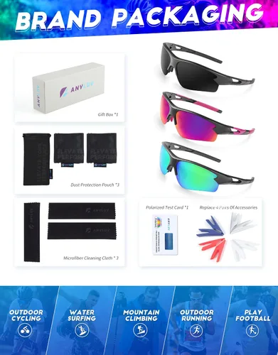 Vista 7 de ANYLUV Gafas de sol deportivas para hombres y mujeres, gafas de sol polarizadas ligeras mejoradas para hombre, protección UV para exteriores
