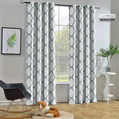 Vista 16 de Melodieux - Cortina opaca con aislamiento térmico y ojales, de estilo marroquí, 100 x 84 pulgadas, color gris (1 panel)