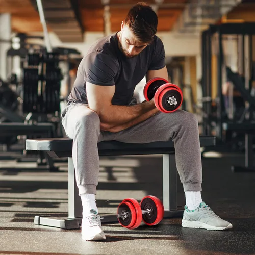 Vista 2 de Soozier Adjustable Dumbbell Set, Convertible to Barbell Weight Set for Home Gym Women and Men Weight Lifting Training.