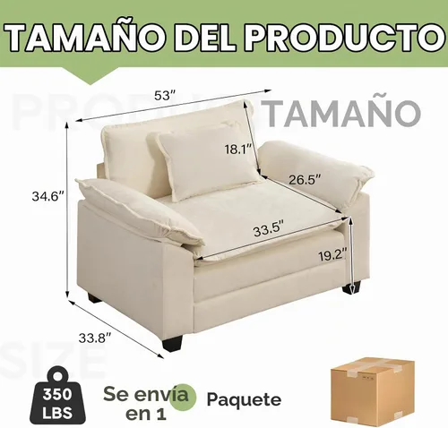 Vista 2 de Oprisen Sofá Seccional Modular, Cómodo Cloud Couch Sofá Seccional, Sofá Cama de Chenilla con Asiento Profundo con Almohadas Decorativas para Sala