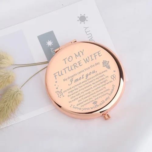 Vista 3 de UJIMS Regalos para mi futura esposa, espejo de maquillaje de novia para ser novia, regalo de compromiso para alma gemela, prometida, boda