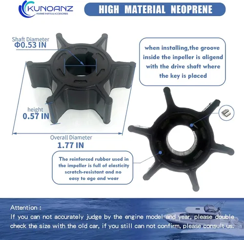 Vista 6 de 06192-ZW9-000 18-3493 Kit de reparación del impulsor de la bomba de agua para Honda Sierra 8 9.9 15 20 HP fuera de borda 8HP 9.9HP 15HP 20HP