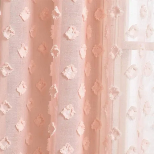 Vista 5 de Lush Decor Par de paneles de cortinas transparentes con ojales y puntos texturizados (84 x 38 pulgadas)