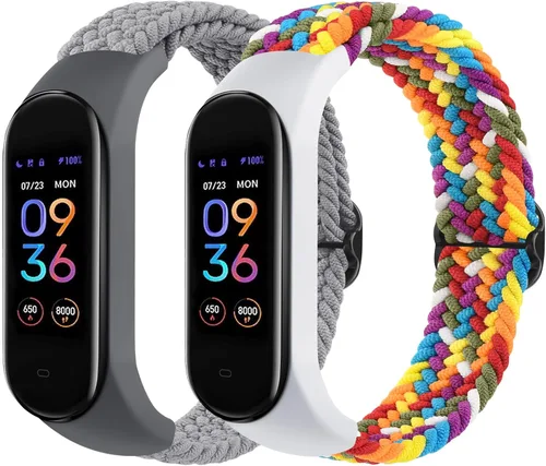 Vista 10 de Meliya Bandas de nailon para Amazfit Band 5 correas de repuesto para mujeres y hombres, paquete de 2 correas deportivas de nailon suave compatibles