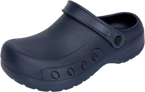 Vista 8 de Zuecos de chef para hombre, antideslizantes, con soporte para el arco, zapatos de enfermería de seguridad, zapatos de trabajo, resistentes al agua