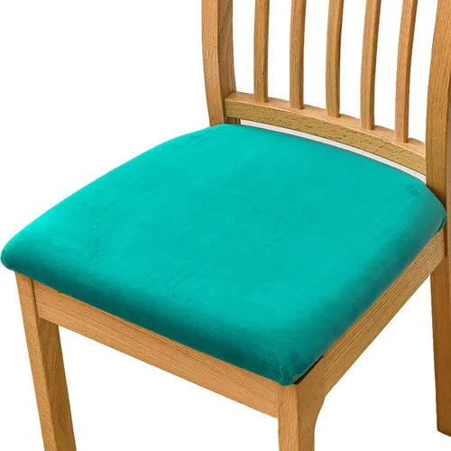 Vista 13 de Fundas elásticas de terciopelo para asiento de silla de comedor, 2 piezas, fundas protectoras de asiento suaves para sillas de comedor, fundas Negro