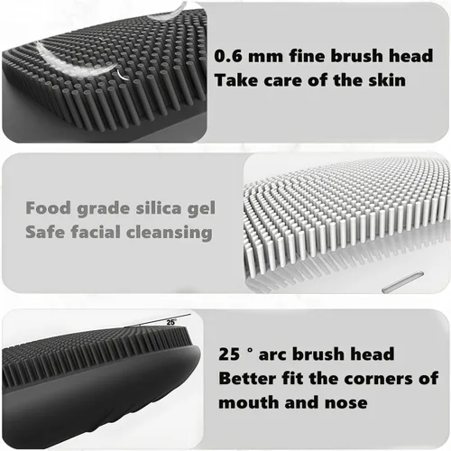 Vista 5 de MEGAN Cepillo de limpieza facial, limpiador facial eléctrico recargable por USB, masajeador facial sónico impermeable IPX7, cepillo facial 3 en 1