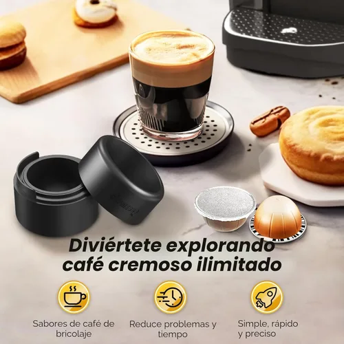 Vista 7 de CAPMESSO Kit de recarga de cápsula Vertuoline reutilizable, 2024 innovador para sello más rápido, cápsulas reutilizables Vertuoline con cepillo