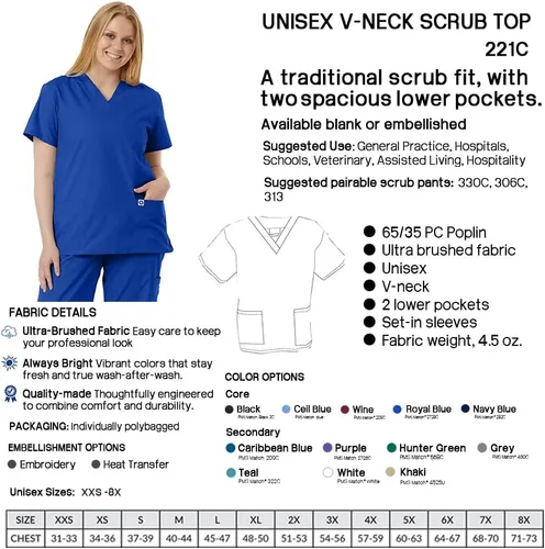 Vista 7 de Scrub Tops médicos unisex con cuello en V para yoga, tela suave, profesionales médicos, hospitales y laboratorios, ropa de trabajo para enfermeras
