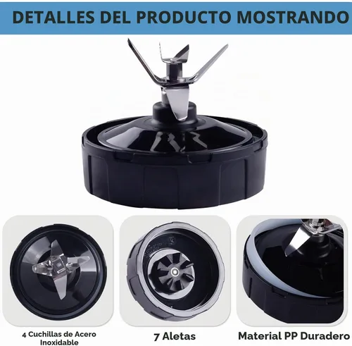 Vista 3 de Piezas de repuesto Ninja Blender, hoja de licuadora Ninja de 7 aletas, ensamblaje de cuchilla de licuadora actualizado para licuadoras Nutri Ninja