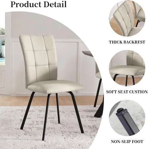 Vista 4 de HIPIHOM Conjunto moderno de mesa de comedor para 4, mesa rectangular de piedra sinterizada blanca y sillas, juego de 6 para el hogar, cocina, sala