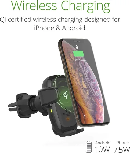 Vista 6 de iOttie Auto Sense Qi Cargador inalámbrico para automóvil + base de montaje adicional, sujeción automática de CD de carga inalámbrica y soporte