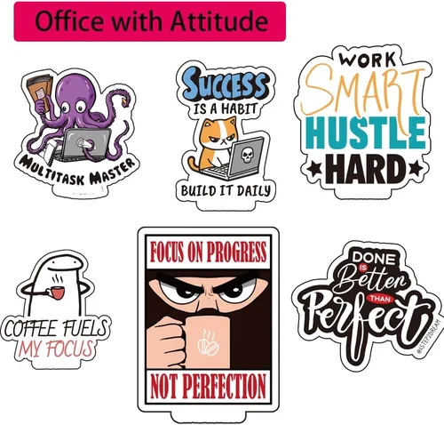 Vista 3 de Calcomanías motivacionales para oficina, regalos divertidos para compañeros de trabajo, diseño inspirador para profesionales corporativos, vinilo