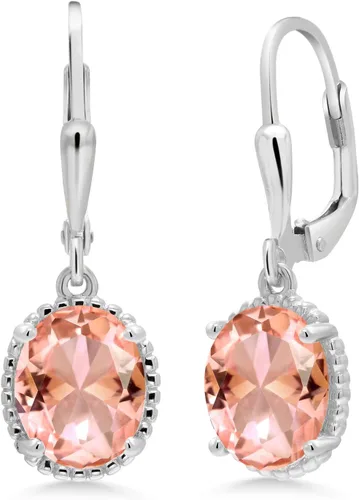 Vista 17 de Gem Stone King Aretes colgantes de gota para mujer, plata de ley 925, piedra natal ovalada de 0.354 x 0.276 in, joyería fina, regalos para ella