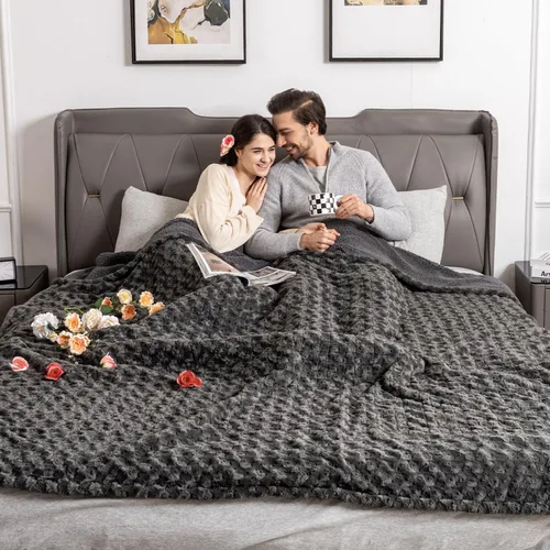 Vista 12 de WOOMER Manta térmica tamaño full de 77" x 84", manta eléctrica con control, temporizador de 0.5 a 12 horas y 10 niveles de calentamiento