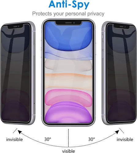 Vista 5 de JETech Protector de pantalla de privacidad para iPhone 11 de 6.1 pulgadas con protector de lente de cámara, película de vidrio templado antiespía