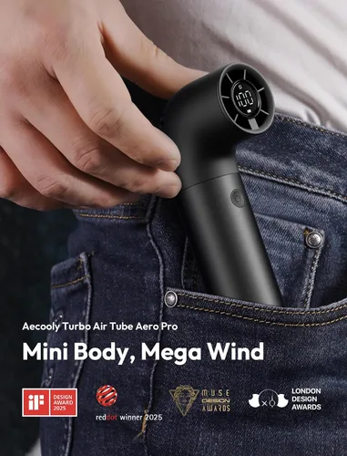 Vista 2 de Aecooly Ventilador de Mano Portátil, Ventilador Mini Turbo Potente, Aero Pro de Alta Velocidad de 19000 RPM, Tiempo Máximo de Enfriamiento de 15H