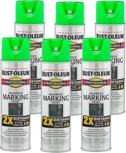 Vista 7 de Rust-Oleum 266575 Pintura en aerosol profesional de distancia 2X y marca invertida, 15 onzas, azul de precaución Utility Marking, Construction