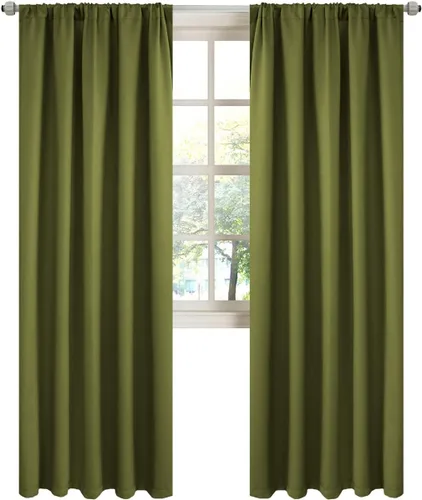 Vista 11 de LA PALMA Cortinas opacas con bolsillo para cortinero para sala de estar, bloqueo de luz, aislamiento térmico, reducción de ruido, cortinas de Aqua