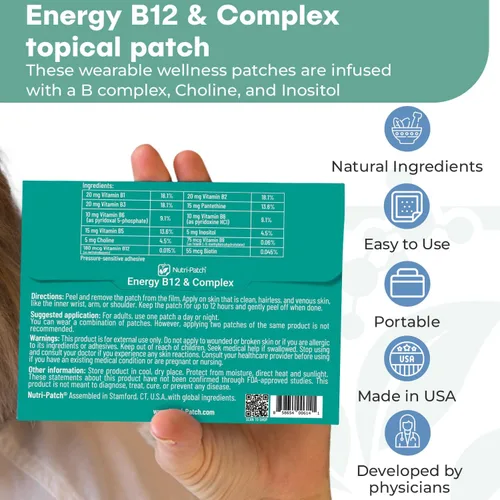 Vista 7 de NUTRI-PATCH Energy B12 Parches corporales, complejo de vitamina B y biotina, 30