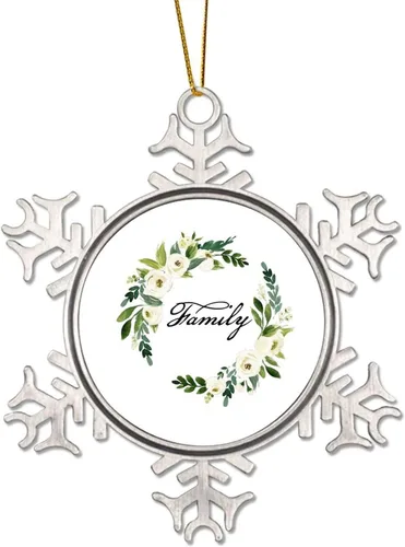Vista 19 de Corona de flores florales Life is Sweet Adorno de copo de nieve de metal para árbol de Navidad, decoración colgante de árbol de Navidad, divertido