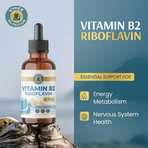 Vista 2 de Vykee Nutrition Gotas de riboflavina de vitamina B2, suplemento líquido B2 para metabolismo energético, función celular y apoyo de la visión