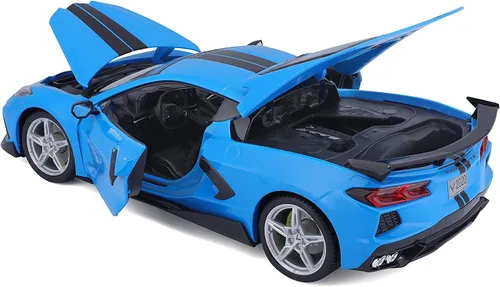Vista 5 de Maisto 1:18 Edición Especial 2020 Chev Corvette Stingray Z51 (ala ala) Azul