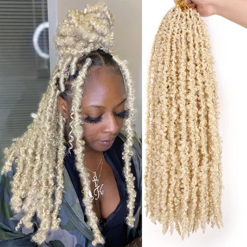 Vista 28 de ZRQ Butterfly Locs Cabello de Ganchillo Corto 6 Paquetes Negro Cabello Bob de Ganchillo 8 Pulgadas Locs Sintéticos Desordenados Desgastados Trenzas