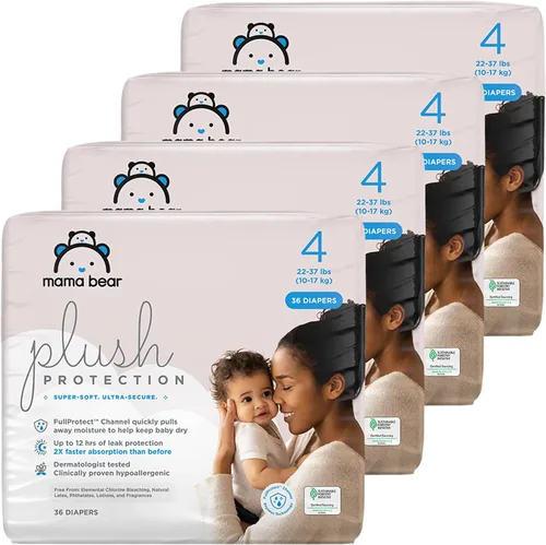Vista 17 de Marca Amazon – Mama Bear - Pañales de protección de felpa, talla 1, suministro para un mes, pañales desechables para bebé, hipoalergénicos de alta