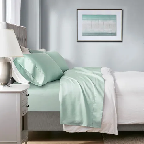 Vista 11 de Beautyrest Juego de sábanas de 1000 hilos, color sólido, bolsillo profundo elástico, todas las estaciones, transpirable, HeiQ Smart Temperature