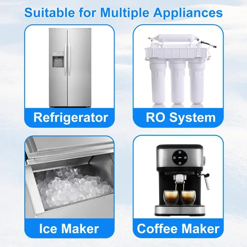 Vista 4 de Filtro de agua en línea para máquina de hielo y refrigerador, filtro de agua de conexión a presión de 1/4 de pulgada, ideal para máquina de hielo