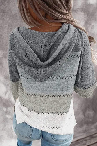 Vista 2 de Acelitt - Suéter con capucha para mujer, diseño informal de manga larga, con cierre, tallas S a XXL